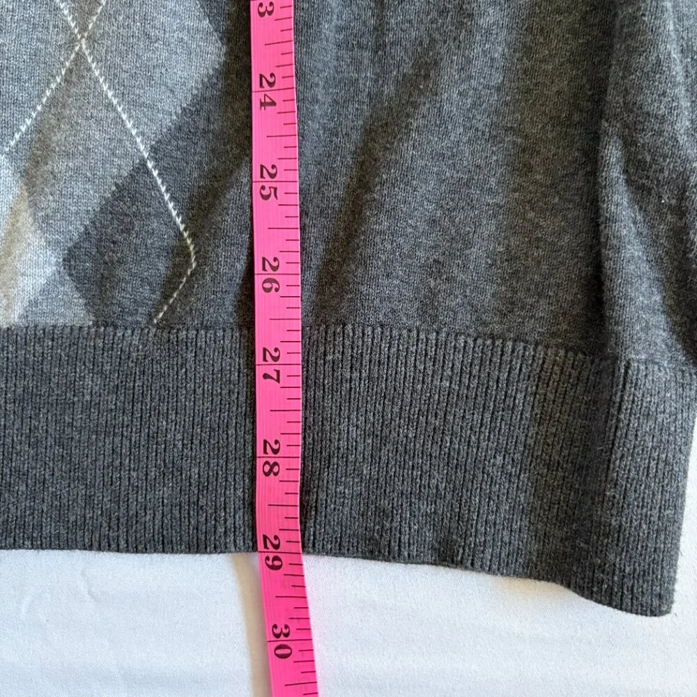 Claiborne Men's Argyle Long Sleeve Sweater Charcoal Heather Cotton Preppy XXL